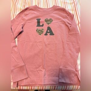 Abercrombie Kids Pink Long Sleeve Shirt with Leopard Heart NWOT (11/12)